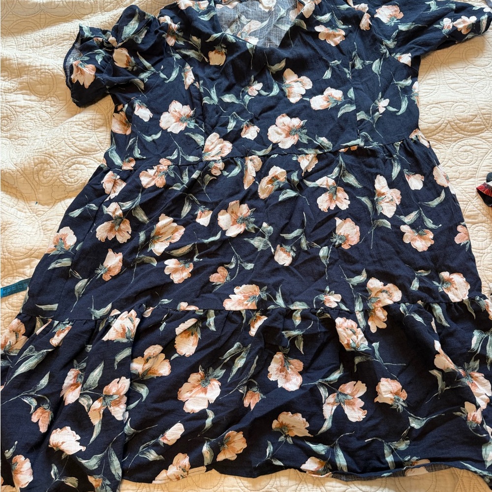 Nursing Queen Floral Dress - Navy and Peach